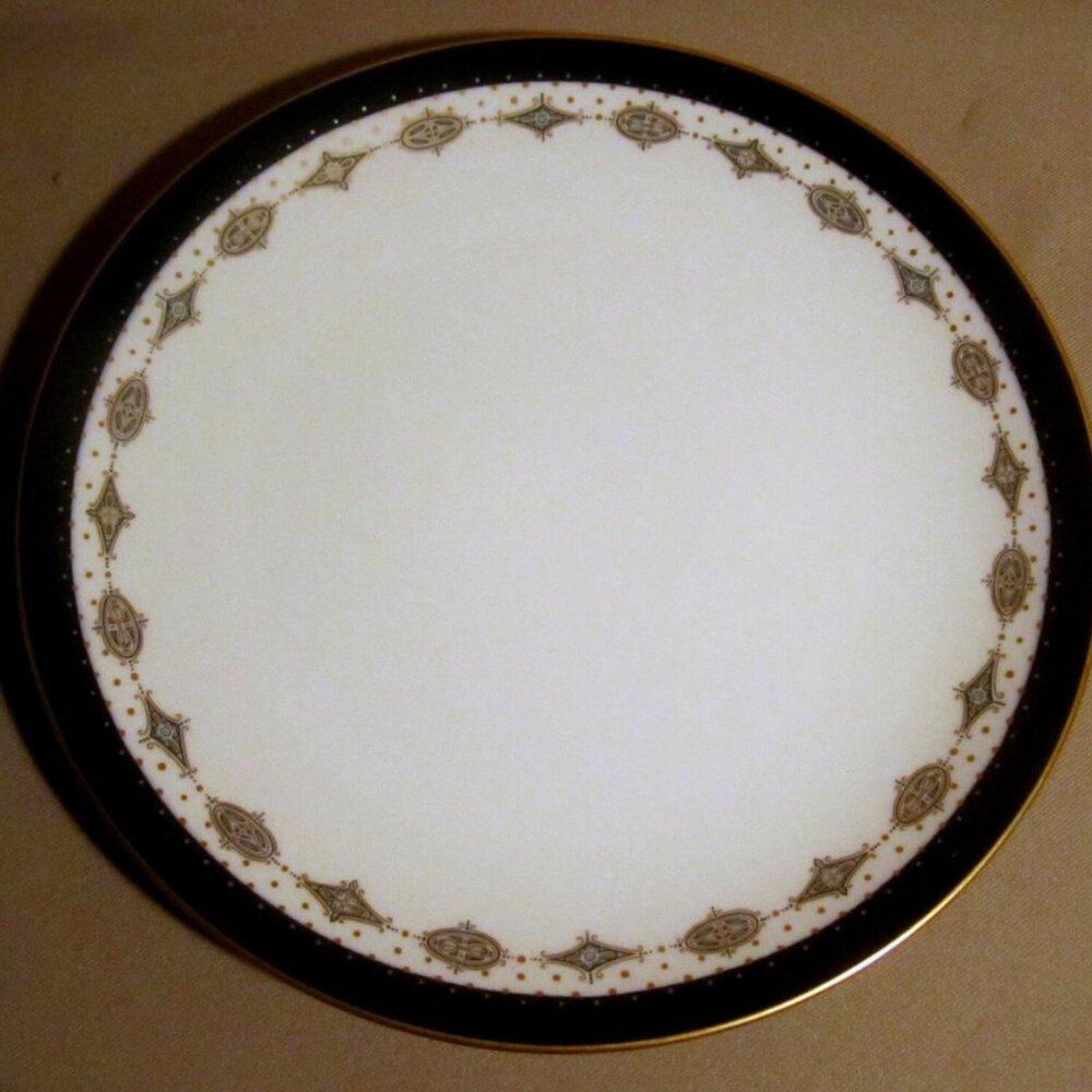 Flintridge Empress Mystic Blue Gold Trim Coupe Shape Dinner Plate EXCELLENT